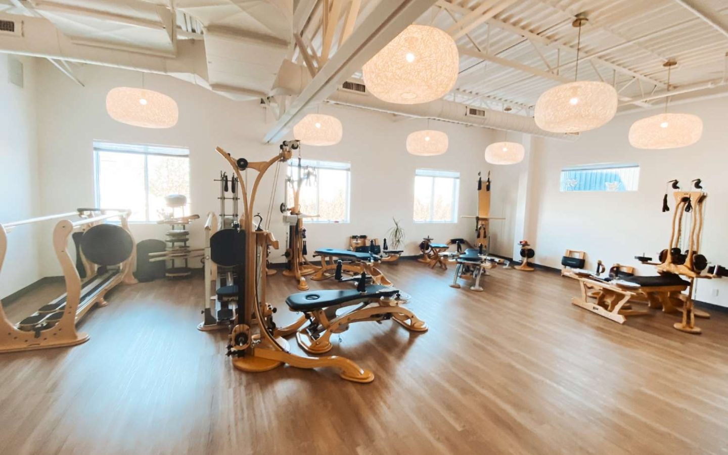 stretching equipment in a gym